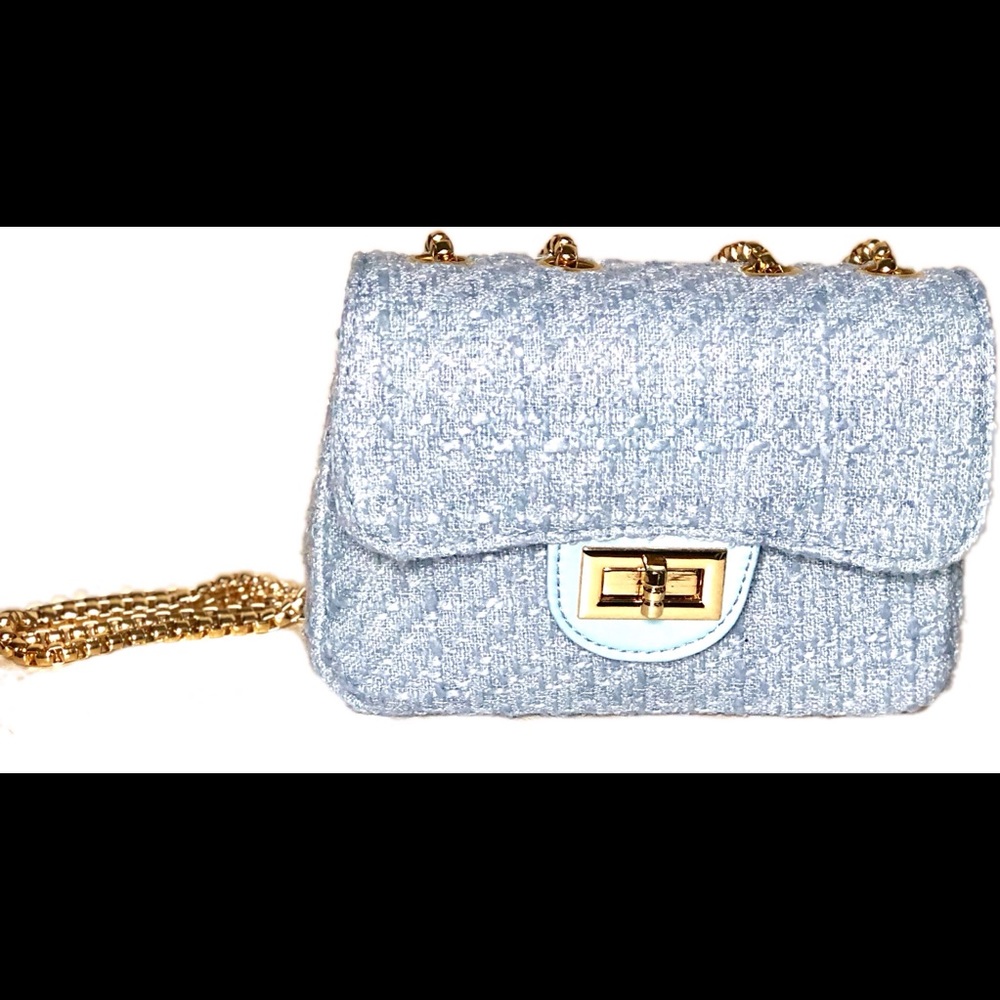 Light Blue Textured  Handbag